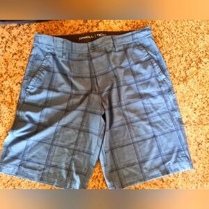 O'Neill Men's Blue Plaid Shorts Stretch Active Casual Flat Front EUC 36